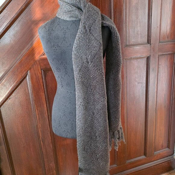 Eddie Bauer Brown Cable Knit Wool Scarf With Fringe - Picture 7 of 7